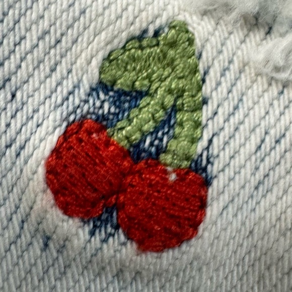 Judy Blue Light Wash Distressed Jean Shorts with Cherry Embroidery - Picture 7 of 7